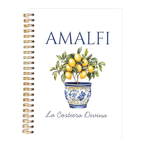 KAOWT Amalfi Coast Italian Lemon Notebook Journal, Mediterranean Tile Notebooks for Note Taking, Coastal Beach Journal, Botanical Lemon Hardcover Spiral Notebook 5.5x8.3in - color: Summer notbook-flowerpot lemon