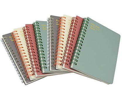 Yansanido Spiral Notebook, 8 Pcs 4 Color A6 Size Thick Plastic Hardcover 7mm College Ruled Paper 80 Sheets (160 Pages) Journal for School and Office Supplies (8 Pcs A6) - size: 8 Pcs A6