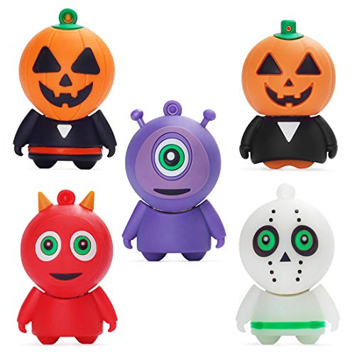 16GB USB Flash Drive 5 Pcs Halloween Pattern, BorlterClamp Memory Stick Thumb Drive, for Family and Friends - color: Halloween Pattern 16GB*5