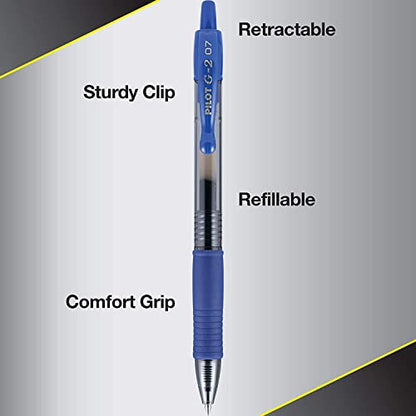 PILOT G2 Premium Gel Roller Pens,Fine Point 0.7 mm,Blue Ink Pens Fine Point,- Ideal for School,Journaling,and Office Writing,4 Count (Pack of 2) - color: Blue (Pack of 2)