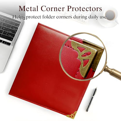 Oversized 1 Inch D-Ring 3 Ring Binder, Faux Leather, Red | Faux leather inside and out; fits 8.5 x 11 paper, sheet protectors, dividers, recipes, certificates, and files. - color: Red, size: 1 Inch