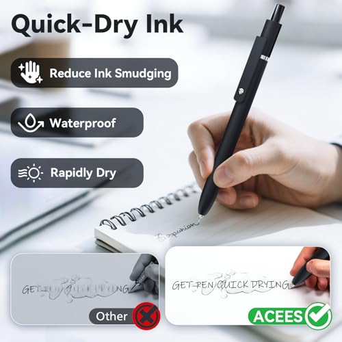 ACEES Gel Pens, 6 Pcs 0.5mm Fine Point Black Ink Pen With Smooth Writing, Office Desk Accessories, School Writing Supplies Gifts for Men Women, Quick Dry Pens For Journaling, Black/Gray/White - color: Black Gray White