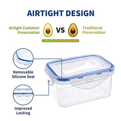KIGI Small Food Storage Containers, Rectangle, 4-Sided Locking Airtight Lids, BPA-Free Plastic, Leak-Proof for Lunch, Meal Prep, Snack & Portion Control, 17 oz / 2.1 Cup, 8 Piece Set - size: 2.1 cup (8-Piece)