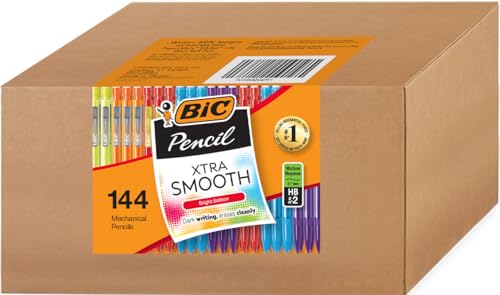 BIC Extra Smooth #2 Mechanical Pencils Bright Edition, 0.7 mm Medium Point, Assorted Colored Barrels - Bulk School Supplies for Students and Teachers, Pack of 144 Lead Pencils
