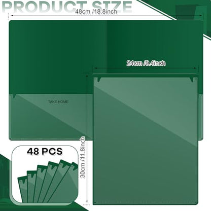 Henoyso 48 Pcs Plastic Take Home Folders with 2 Pockets Parent Teacher Classroom Communication Homework Folder for Students Parent Teacher Connector(Dark Green) - color: Dark Green