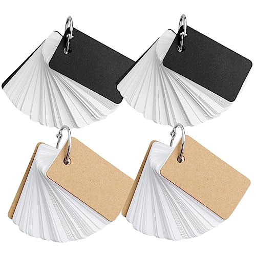 4pcs Blank Writing Cards Study Flash Cards for Boys and Girls Adults Portable Binder Ring - size: 7.00X4.00X3.00CM