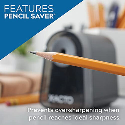 X-ACTO Pencil Sharpener, Mighty Mite Electric Sharpener, With Pencil Saver®, SafeStart® Motor, Black - Classroom, School, Teacher Supplies - size: Pack of 1
