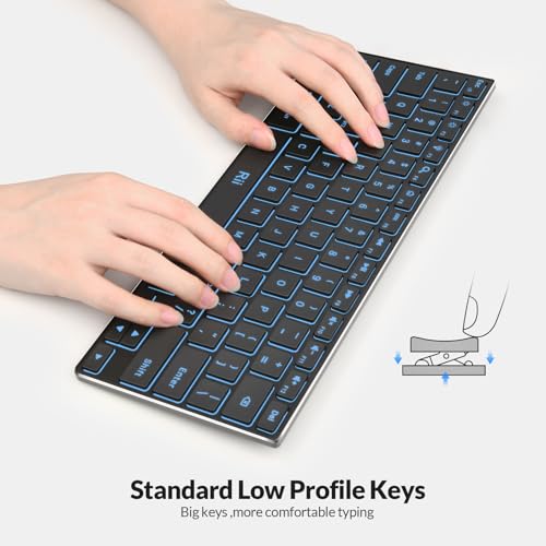 Rii Wireless Keyboard,Bluetooth Keyboard(2.4G+BT5.0),RGB Backlit,Rechargeable with Aluminum Alloy Case for Tablet,Surface,PC,Laptop with Windows (X9-Windows)