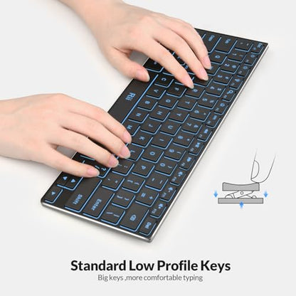 Rii Wireless Keyboard,Bluetooth Keyboard(2.4G+BT5.0),RGB Backlit,Rechargeable with Aluminum Alloy Case for Tablet,Surface,PC,Laptop with Windows (X9-Windows)