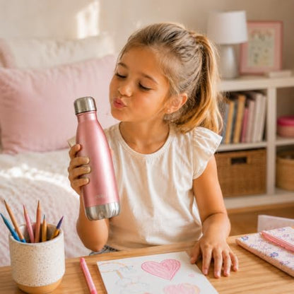 CHILLOUT LIFE 12oz Kids Insulated Stainless Steel Water Bottle, Leak Proof | Small Metal Water Bottle, Keeps Drinks Cold 24H & Hot 12H, Leak-Proof Screw Lid, Perfect for School, Travel & Sports - color: Rose Gold