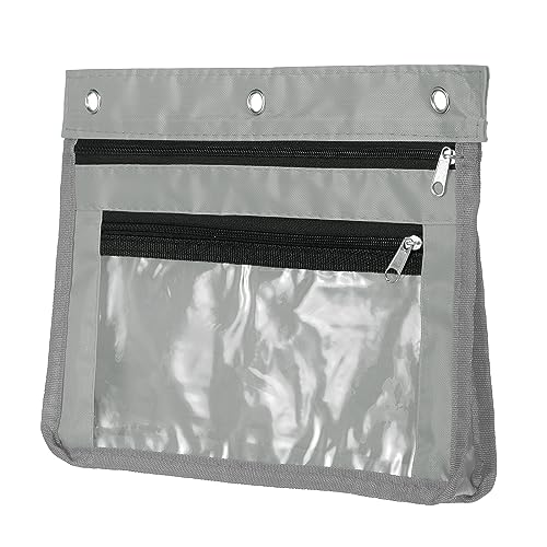 PATIKIL Expandable Pencil Pouch for 3 Rings Binder, 1 Pack Oxford Cloth Large Capacity Zipper Binder Pouch Pencil Case for Office Home, Gray - color: Gray