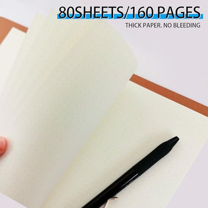 A5 Dot Grid Paper, 100GSM A5 Dotted Refill Paper for 6 Ring Refillable Binder/Planner/Diary Journals/Painting -Dotted Pages,80 Sheets/160 Pages (Beige-Dot Grid-A5) - size: Beige-Dot Grid-A5