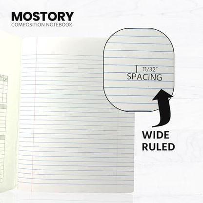 MOSTORY Pack of 5 Composition Notebook - Wide Ruled 200 Pages (100 Sheets), Size 7.5" x 9.75", Bulk School Supplies, Office, Bulk Notebooks for School, Writing Journal Notebook with Lined Paper
