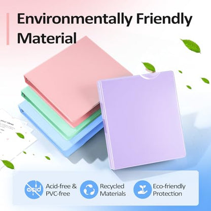 BinderX Extra Durable 3 Ring Binder, Round Ring 2 Inch Binders, Fits 450 Sheets of 8.5x11 Paper, Customizable View Cover with Inside Pockets, Cute 2" Binder, School Supplies for Girls, Green - color: Light Green, size: 2 inch