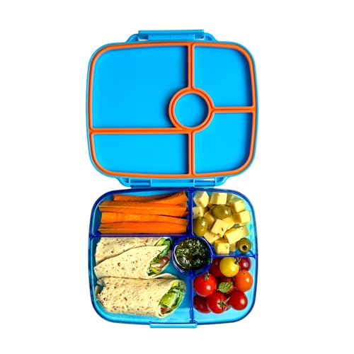 Yumbox Go Leakproof Bento Lunch Box, 5 Compartments, Miami Blue | Deep Portioned Tray | Removable Silicone Gasket | Lightweight Construction | Fits Most Lunch Bags | Easy-Clean Design - color: Miami Blue