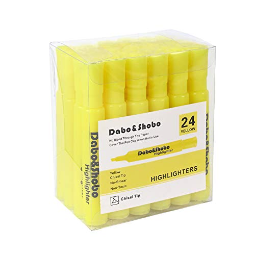 Dabo&Shobo Yellow highlighter, 24 Pack -bright color, chisel tip, for Adults Highlighting in the Home School Office, Tank Style - size: 1 Count (Pack of 24)