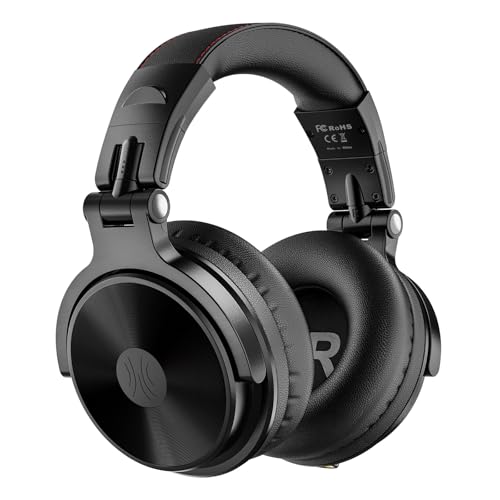 OneOdio Bluetooth Over Ear Headphones, 110 Hrs Wireless/Wired Stereo Sound Foldable Headsets with Deep Bass 50mm Neodymium Drivers for PC/Computer/Podcast- Studio Wireless Pro C, Black - color: Black