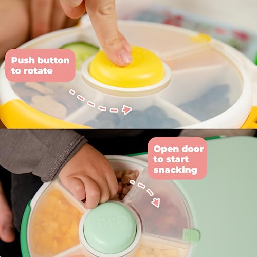 GoBe Kids Lunchbox with Small Snack Spinner Flip - Bundle with Hand Strap & Sticker Sheet, 2-in-1 Bento Style Lunch Container, 5 Small +1 Large Sandwich Compartment, BPA & PVC Free - Taro Purple - color: Taro Purple