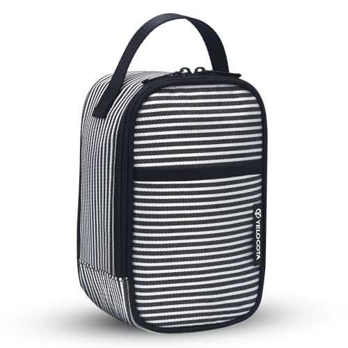 Yelocota Small Insulated Lunch Bag- Snack Bag- Mini Cooler Bag with Handle for Travel,Work,School(Storage Space below 20oz)- Also Suitable for Pairing with Food Jar - color: Stripes