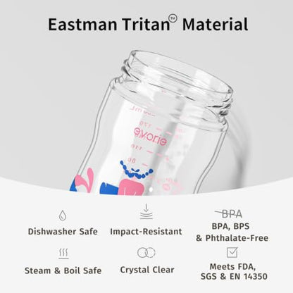 Evorie Tritan Weighted Straw Cup Baby Training Cup, Spill Proof, 7 Oz, 6M+ | BPA & BPS-Free, First learning cup, 360° drinking, Dishwasher safe, Durable Sippy Cup, Pink Fairy Tale - color: Pink Fairy Tale