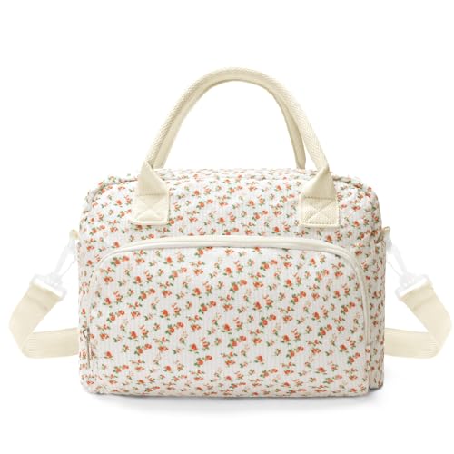 MEXS Insulated Lunch Bag for Women Men Large Reusable Lunch Box Adult Leakproof Portable Cooler Tote Bags for Work Picnic - color: Floral