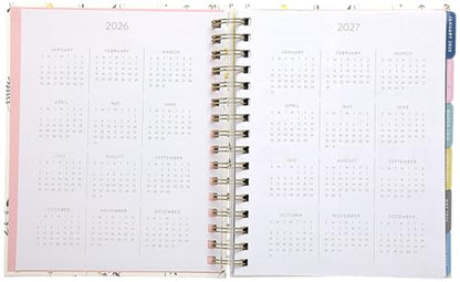 WORLD TRAVELER 2026 Planner Weekly & Monthly Hardcover Spiral Agenda | Hardcover Spiral Lay-Flat Binding, Weekly and Monthly Planning Pages, January to December 2026, 7x8.75 Compact Format - color: White Wild Flower