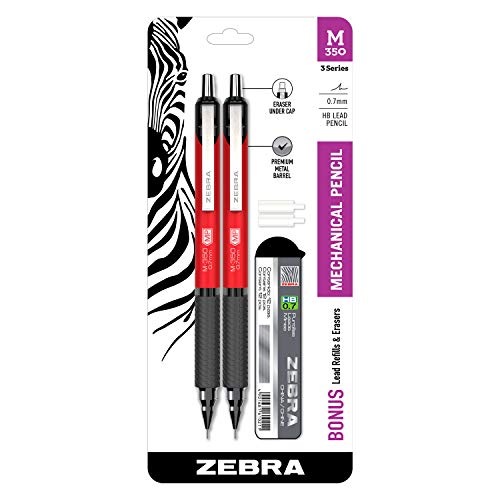 Zebra Pen STEEL M-350 Red Mechanical Pencil, 0.7mm, Medium Point 2-Pack - color: Red Barrel, size: 1 Count (Pack of 2)