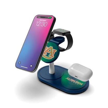 SOAR Collegiate 3-in-1 Wireless Charging Station - color: Auburn Tigers