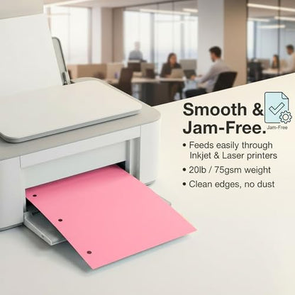 Copy And Printing Color Paper, 20 Lb. 3 Hole Punch 500 Sheets Per Ream. (Cherry) - color: Cherry