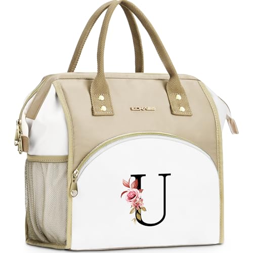 Initial Lunch Bag Women, Cooler Insulated Lunch Bag, Large Adult Leakproof Lunch Box for Picnic Work, Personalized Tote Bag, Birthday Gifts/Mother's Day Gifts, Letter U. - color: U