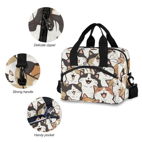 ALAZA Funny Cats Insulated Lunch Bag Women Men Portable Reusable Cooler Lunch Tote Bag for Work Office Picnic College - color: Multi 17