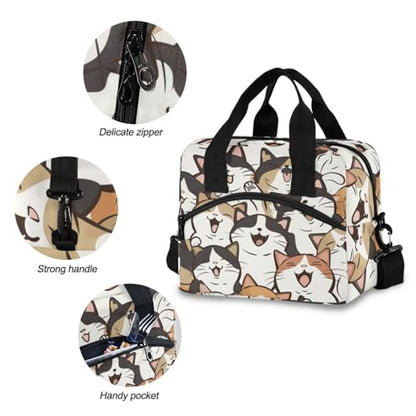 ALAZA Funny Cats Insulated Lunch Bag Women Men Portable Reusable Cooler Lunch Tote Bag for Work Office Picnic College - color: Multi 17