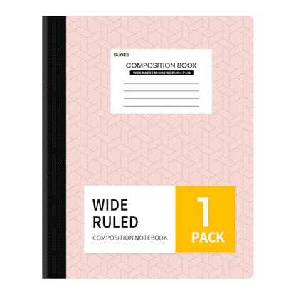 SUNEE Composition Notebook, Wide Ruled Paper, Home School Supplies for College Students & K-12, 9-3/4" x 7-1/2", 80 Sheets/160 Pages, Pink - color: Pink