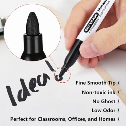SFAIH 144 Pack Black Dry Erase Markers Bulk, Fine Tip Low Odor Whiteboard Markers, Long Lasting Class Set for Teachers, Classroom Supplies for Office Meetings, Team Brainstorming & Daily Business Use