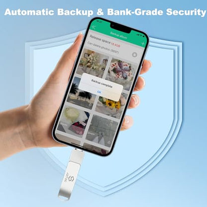 Genuine Apple MFi Certified iPhone USB Flash Drive 128GB - Real Capacity - No Fake Storage, Genuine Lightning, encrypted Auto Backup Photo Stick for iPhone iPad Photos/Videos - Avoid Fake MFi Clones! - size: 128GB (without USBC Adapter), style: 2IN1