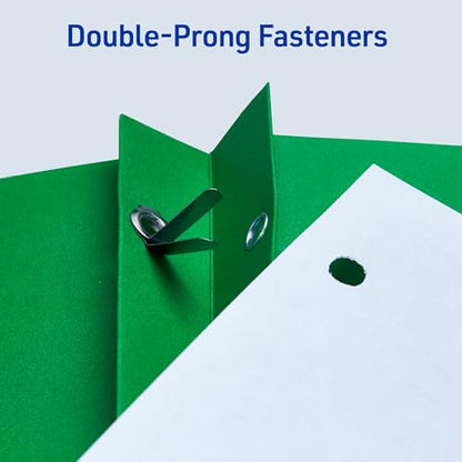 Avery Two Pocket Folders with 3 Prong Fasteners, Holds 70 Sheets, 25 Green Folders (47977) - color: Green