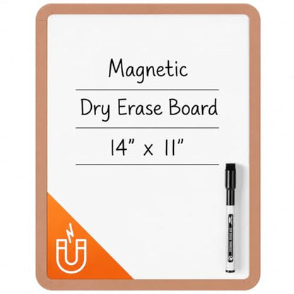 Mr. Pen- Dry Erase Board, 14” x 11” with a Black Dry Erase Marker | Copper Tan Frame, Small Mini White Board for Students, Fridge, Wall, Locker, Includes Double Sided Tapes - color: Copper Tan