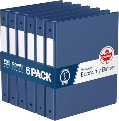 Premium Economy 6-Pack 3-Ring Binders for School or Office, Round-Ring Binders, 1 Inch, Royal Blue - color: Royal Blue, size: 1 Inch