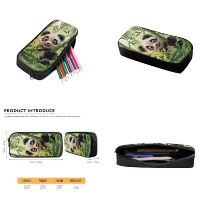 Panda Backpack for Girls Boys Backpack with Lunch Box Water Bottle Pouch and Kawaii Pencil Case 4PCS Set Cute Bookbag with Front Pocket for School 17 inch Large Sturdy School Bag for Kids - color: Bamboo Panda