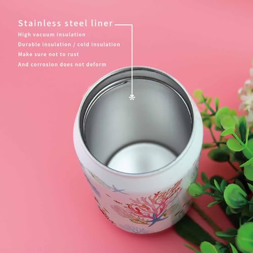 Ocean Corals 14oz Stainless Steel Tumbler with Lid & Straw-Double Wall Vacuum Insulated Travel Mug Summer Shell Starfish Marine Life Water Bottle Coffee Beverage Drinks Cup - size: 14 Ounces