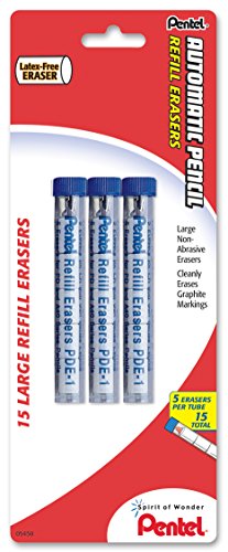Pentel Refill Eraser for AL, Ax and PD Series Pencils 5 Pcs/Tube,Thermoplastic Elastomer, 3-PK - size: 5 Count (Pack of 3)