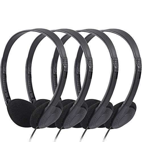 CN-Outlet 100 Pack Classroom Headphones Bulk for School Students Kids Teen Children and Adults, Wholesale Sturdy Wired Headphones Classroom Earphones (Black, 100 Pack) - color: Black, size: 100 PACK
