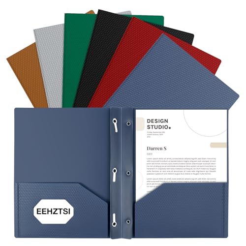 12-Pack Plastic Folders with Pockets and Prongs,2-Pocket Folders with 3 Fasteners, Poly Folders Holds 8-1/2" x 11" Paper for School/Office/Home, Assorted - color: Assorted, size: 12-Pack
