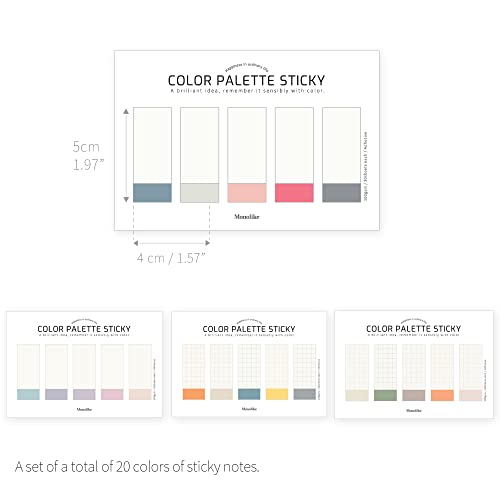 Monolike Color Palette Sticky Index 500 Set 4P - Self-Adhesive Memo Pad 30 Sheets - color: Index 500
