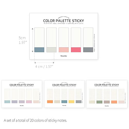 Monolike Color Palette Sticky Index 500 Set 4P - Self-Adhesive Memo Pad 30 Sheets - color: Index 500