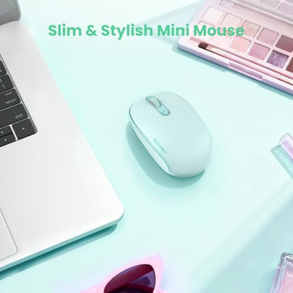 TECKNET Wireless Mouse,Bluetooth Mouse (BT5.3/5.0 & 2.4G) with USB Receiver Silent Optical Computer Mice，Wide Compatibility - color: Green