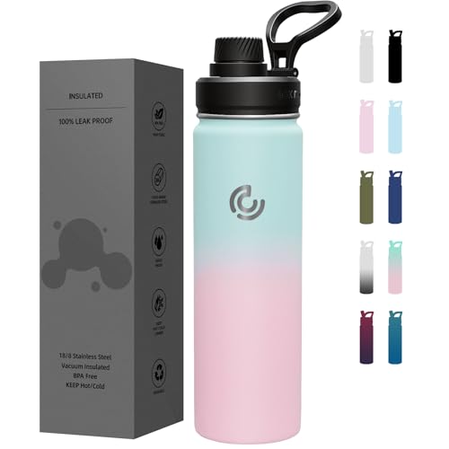Sports Water Bottle 22oz, Insulated Water Bottle with Handle,Stainless Steel,Simple Modern,Suitable for Travel, School, Boy, Girl(Bubble Gum) - color: Bubble Gum, size: 22 Ounces