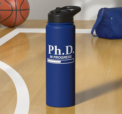 PhD in Progress Doctorate Student PhD Candidate Future Dr Stainless Steel Insulated Water Bottle - color: Royal Blue
