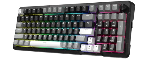Redragon K742 Wireless Mechanical Gaming Keyboard with Knob, Bluetooth 5.0/2.4GHz/USB C Wired Creamy Keyboard with Number Pad for PC Computer, RGB Backlits, Hot-Swappable with Linear Switches (Black) - color: Black
