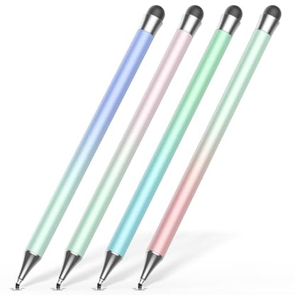 Stylus Pen for Touchscreen (4Pcs), 2 in 1 Stylus Pen for iPad, High Precision and Sensitivity Rubber Tips and Disc Compatible with iPad/iPhone/Android Tablets and All Touch Screens Devices (Light)